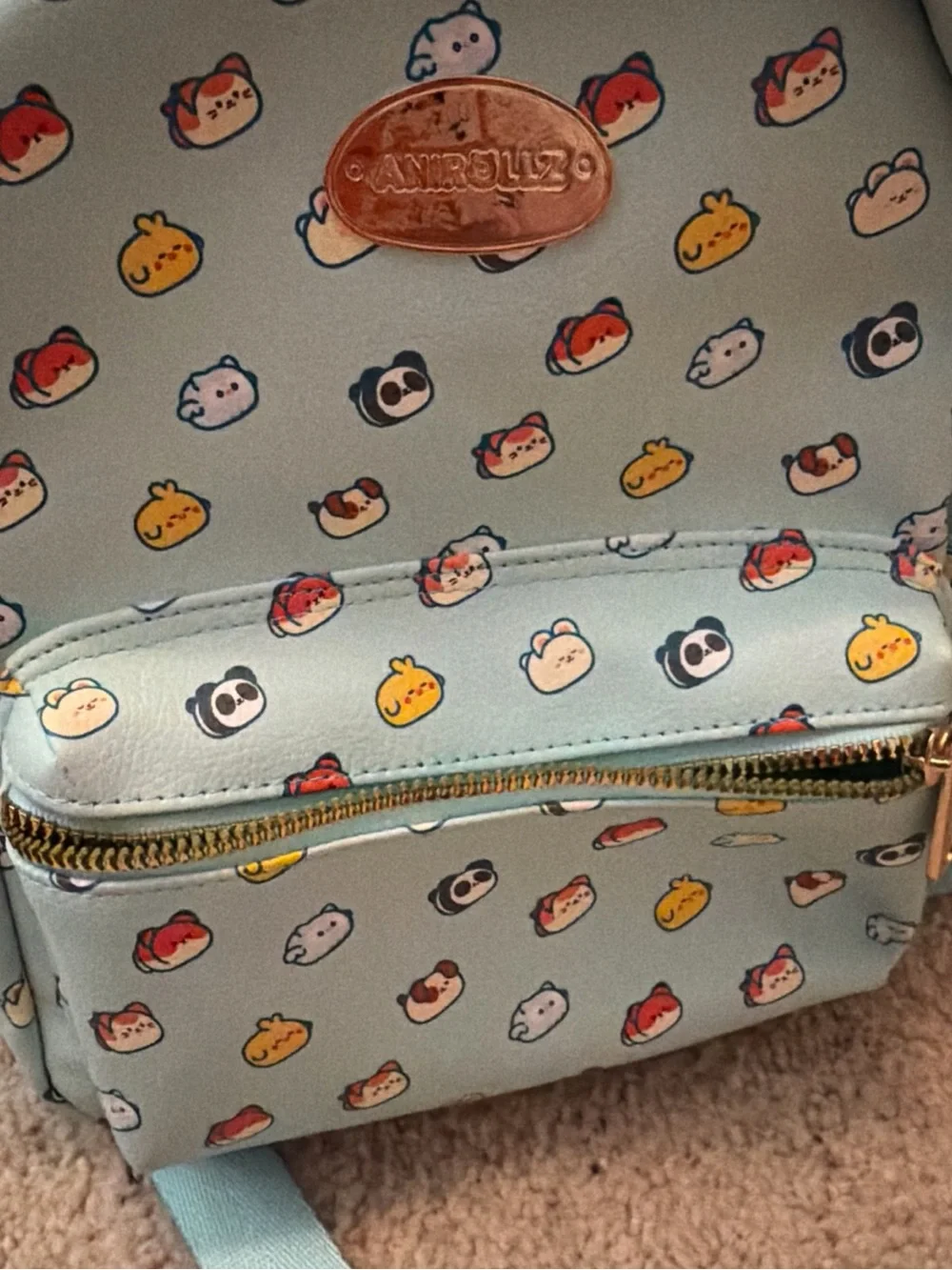 Light Blue Kids Mini Backpack with Cute Character Print